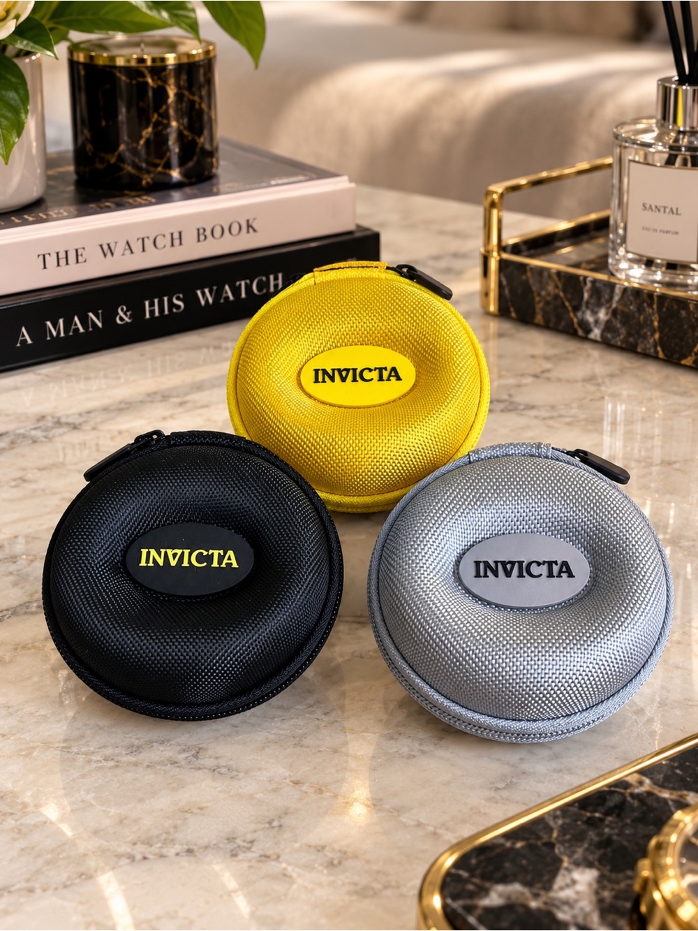 Invicta Single Watch Travel Cases Set of 3 Yellow Black Silver NWOT